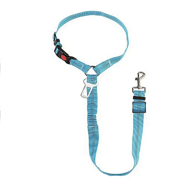 Cinturón de seguridad de coche para mascotas antigolpes, cinturón de seguridad reflectante ajustable para asiento trasero de perro, correa elástica de nailon para perro, correa para mascota al aire libre - 1