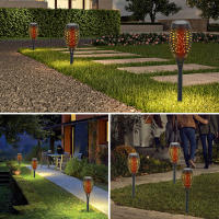 2PCS Lámparas Exterior Solar Enchufable para Césped Negra 12LED GOECO, Energía Solar, Iluminación Exterior para Patio, Jardín, Con Control de Sensor de Luz y Interruptor de Llave, Luz Cálida y Roja, 7,5*52*52 CM - details 6