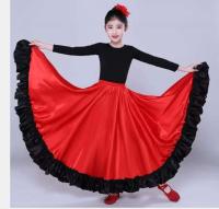 Falda de danza del vientre para niños, flamenco, español, toro volador, 360 grados, 1 pieza por lote - details 4