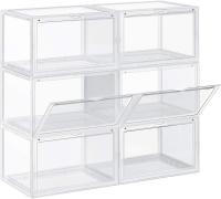 Organizadores de Zapatos Apilables con Puerta Juego de 6, Plástico, Hasta Talla 46, 28 x 36 x 22 cm, Negro - details 9