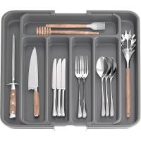 Organizador de vajilla expandible, cajón de cocina, organizador de utensilios ajustable, organizador de cubiertos para tenedores - details 5