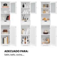 Auxiliar Cocina Puerta Cristal Estrecho 40x30x170 cm Blanco - details 5
