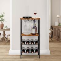 Vino con Soporte de Vidrio y Mesa, 8 Botellas, mesas de Vino de Madera con estantes, Organizador - details 1