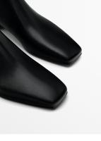 Nuevas botas cortas de cabeza cuadrada de cuero negro Botines Chelsea planos Botines - details 2