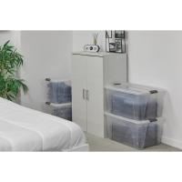 Cajas de Almacenamiento de Plata de 45L con Tapas Duraderas, Apilables para Dormitorio, Armario, Oficina Organizadora de Ropa y Zapatos - details 1