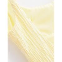 Elegante Vestido Amarillo de Lona Texturada Cuello Cuadrado A-Línea Casual de Vacaciones para Mujeres Verano 2025 - details 10