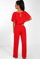 Mameluco Capri recortado de pierna ancha para mujer, pantalones Palazzo, mono de manga corta con pajarita - details 11