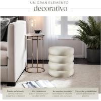 Taburete Almacenaje Bouclé, Carga: 120 kg, MDF, Puff Almacenaje, Taburete Dormitorio, Reposapies Puff, Zapatero Entrada Recibidor, Asiento Acolchado, Ideal Salón Hogar - 42 x 47 cm Crema - details 41