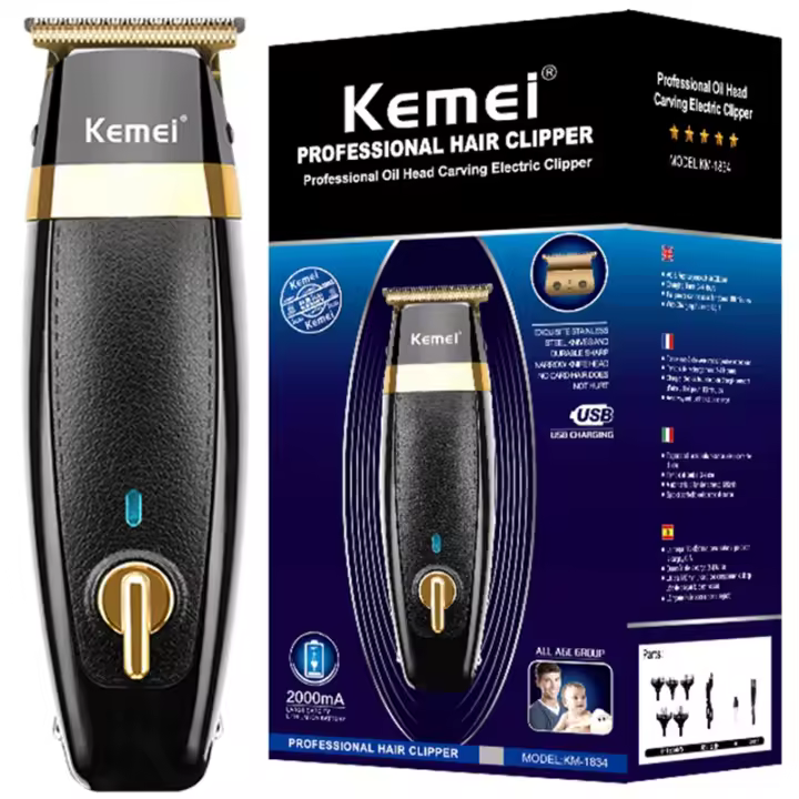 Kemei-cortadora de pelo profesional Original para hombres, máquina de corte de pelo recargable, para Barba, aseo eléctrico - 1