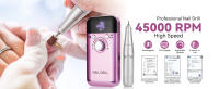 Taladro de uñas eléctrico profesional 45000 RPM, kit de taladro de uñas recargable, lima de uñas eléctrica portátil con 6 puntas para uñas acrílicas, pulido de gel, eliminación de salones de máquina de taladro de uñas de 2000 mAh - details 0