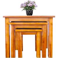 Juego de 3 Mesas Nido de Madera Maciza para Sala de Estar - Mesa de Café, Mesa Auxiliar, Mesa Lateral - details 0