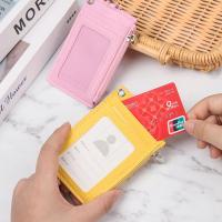 Tarjetero de identificación de cuero PU, monedero con llavero, funda portátil para tarjetas de autobús para trabajo de oficina y negocios - details 9