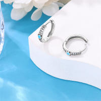 Aretes Redondos de Plata 925 Estilo Elegante para Mujeres con Piedra Principal de Zirconio y Diseño de Encanto Brillante Color en Oro - details 57