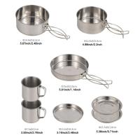 8 Uds utensilios de cocina para acampar Kit de desorden olla sartén taza engranaje portátil apilable ligero - details 5