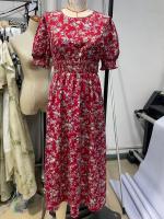 Vestido de mujer, novedad de verano 2025, vestido de longitud media acampanado a la moda con cintura alta y flores redondas para mujer - details 1