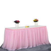 Falda de tul tutú, cubierta de mantel esponjosa para decoración de boda/cumpleaños/fiesta - details 4