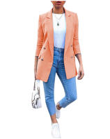 Chaqueta Blazer De Moda Para Mujer Casual Vintage Largo Manga Casual Oficina Primavera Otoño Chaqueta Lady Con Cuello Lapel Outerwear Estándar - details 3