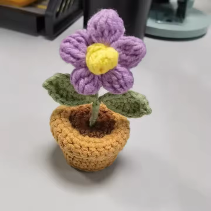 Accesorios de Decoración de Coche Hechos a Mano Rosa, Girasol, Tulipán de Punto Tejido - 1