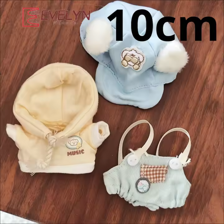 Evelyn-ropa de muñeca pequeña de 10CM, Sudadera con capucha, gorro, monos, pantalones con tirantes, accesorios, peleles de colores, mono Love and Deepspace - 1