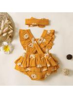 Verano recién nacido bebé niñas de 0 a 18 meses mameluco estampado de girasol sin mangas lindo mono de una pieza para niños - details 18