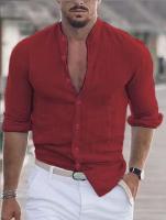 Blusa de manga larga de lino para hombre, cárdigan Hawaiano de talla grande, camiseta informal, rosa, blanco, azul, verde, naranja 3xl, 2XL - details 1