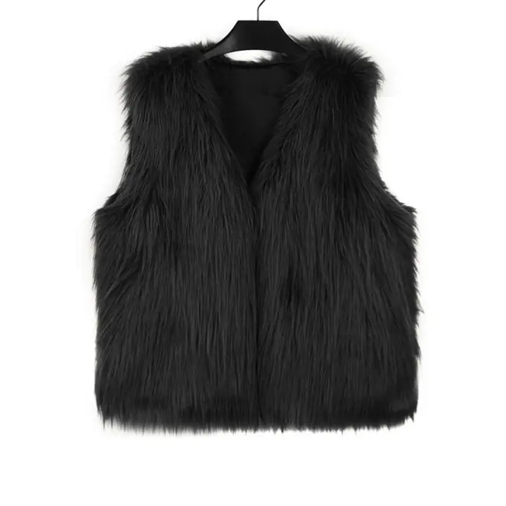 Chaquetas con frente abierto para mujer, chaleco liso, ropa de calle, chaleco de cuero sintético sin mangas de Color sólido a la moda - 1