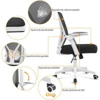 Silla de Oficina Silla de Trabajo con Reposabrazo Silla Ajustable Silla Ergonómica Silla Negra Altura Ajustable Malla Carga 136 KG Silla de Despacho Estudio - details 13