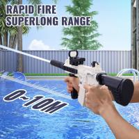 Pistola de agua eléctrica m416 pistola de agua automática de verano se puede cargar pistola de agua automática de largo alcance juego espacial salpicaduras de juguetes para niños - details 4