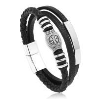 Pulseras de cuero de moda para hombres, pulsera de acero inoxidable de, cuerda trenzada multicapa, regalos de joyería masculina - details 4