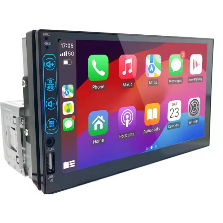 Radio Coche 1 DIN con CarPlay y Android Auto - Pantalla Táctil de 7 Pulgadas, - 1
