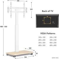 Soporte TV Universal Suelo para TV de 32-65 Pulgadas de Plasma LED LCD, Blanco Soporte TV con Ruedas Pie TV con Giratorio y Altura Ajustable hasta 40 Kg, VESA Máx 400x400mm - details 7
