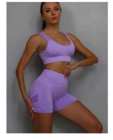 Conjunto de 2 uds de Yoga para mujer, sujetador con espalda hueca + pantalones cortos deportivos para levantamiento de cadera, conjunto de gimnasio sin costuras, ropa deportiva, chándal - details 18