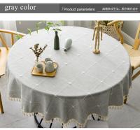Mantel redondo de lino y algodón a cuadros, cubierta de mesa para comedor interior, cocina, decoración al aire libre, boda, Hotel, banquete - details 3