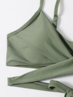 Conjunto de bikini push up para mujer, bañador de fruncido, traje de baño de cintura alta, atar en la espalda - details 4