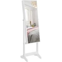 Armario para Joyas Bloqueable, Espejo de Longitud Completa, Montaje Sencillo, Superficie Blanca y Forro Beige - details 14