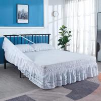 Elegante falda de cama bordada en blanco, resistente a las arrugas y a la decoloración, 15 pulgadas de altura - details 7