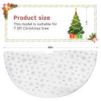 48 Inches/122CM Falda para Arbol de Navidad para Decoraciones de Fiesta de Navidad de Arbol de Navidad Copo de Nieve de Lentejuelas Plata de Felpa Blanca - details 4