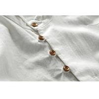 Camisa Casual de Algodón y Lino Estilo Japonés para Hombre Top Clásico Transpirable con Manga Larga y Cuello Alto Color Sólido Harajuku - details 7