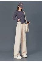Primavera otoño mujer pantalones largos Casual pierna ancha cintura elástica Mujer Pantalones rectos de punto 2024 Pantalones deportivos pantalones sueltos - details 13