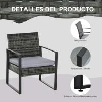 Juego de Mesa y Sillas de Jardín al Aire Libre Ratán Negro 3 Piezas 2 Sillones y 1 Mesa de Vidrio - details 14