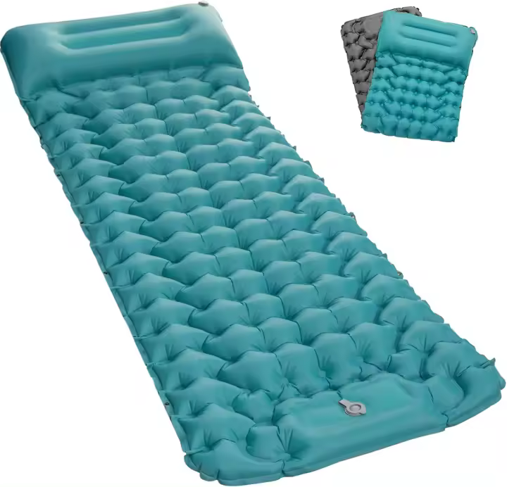Autoinflable para Camping, para Exteriores, Ultraligera, con Bomba de Prensa, colchón de Camping, colchoneta Plegable con cojín - 1
