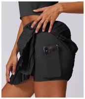 ALO yoga traje de tenis mujer nuevo v-line solapa chaleco sin mangas deporte fitness falda corta bádminton ropa - details 15