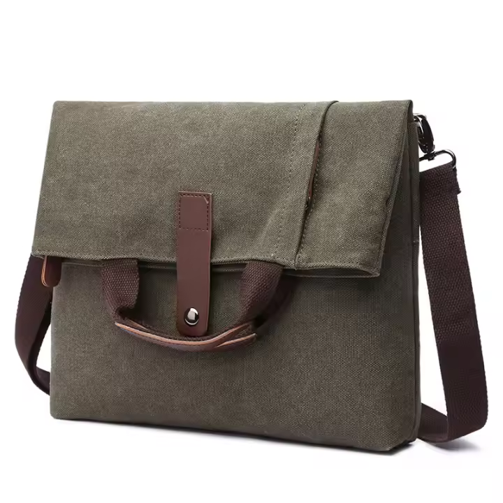 Bolso cruzado de lona para hombre, maletín de mensajero, bolso de negocios para ir al trabajo, viajes al aire libre, senderismo, compras, bolsos de hombro vintage - 1