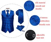 Chaleco de seda de diseñador para hombre, chaleco bordado de cachemira con flores rosas, color rojo, azul, verde, dorado, morado y rosa, trajes de boda, chaqueta - details 21