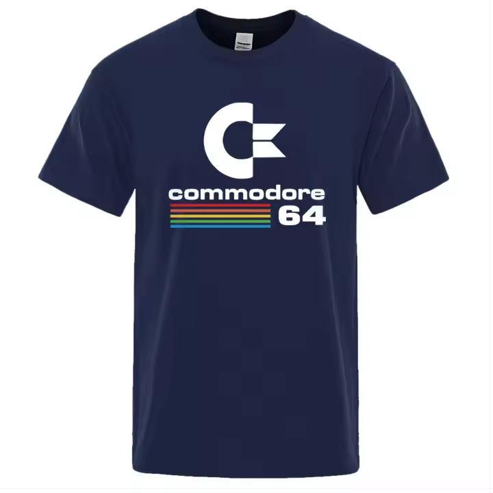 Camiseta con Estampado Commodore para Hombre, Camisa de Algodón, Manga Corta, Diseño Retro de SID Amiga, Ropa de Calle, Commodore 64, C64, Verano 2022 - 1
