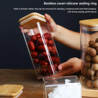 Tarro de Almacenamiento de Vidrio Transparente Cuadrado con Tapa a Prueba de Humedad para Café Té Bolsas de Granos para Cocina Hogar - details 1