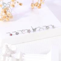 ZS-Piercing de nariz de acero inoxidable en forma de L, Perno de Nariz de cristal CZ brillante, flor, mariposa, forma de corazón, 20G, 1 pieza - details 2