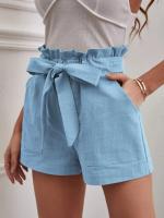 Pantalones Cortos de Verano para Mujer Algodón Transpirable, Cintura Elástica con Bolsillo, Color Sólido, Estilo Casual - details 8