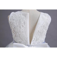 Vestido de fiesta blanco de novia con cola para niñas, con lazo para actuación - details 6