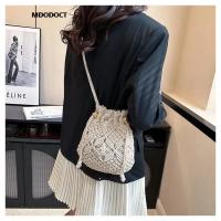 Bolso tipo cubo tipo bandolera tejido de paja para mujer, marca de diseñador de lujo, informal, a la moda, para viajes, playa, 2023 - details 12
